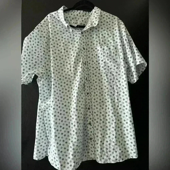 HB Mens Size 1XLT Cotton Polyester Button Down Short Sleeve Shirt - Picture 1 of 8